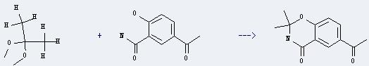 5-Acetylsalicylamide can be used to produce 6-acetyl-2,2-dimethyl-2,3-dihydro-benzo[e][1,3]oxazin-4-one with 2,2-dimethoxy-propane